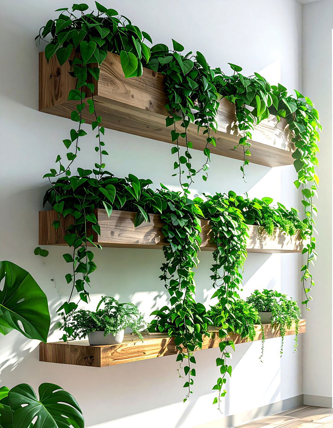 Trailing Plant Wall Shelf - 30 living room plant shelves