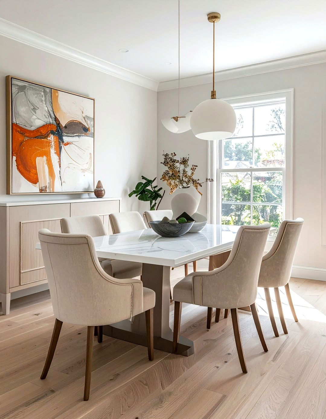 Transitional Beige White Dining Room - 30 beige and white dining room ideas