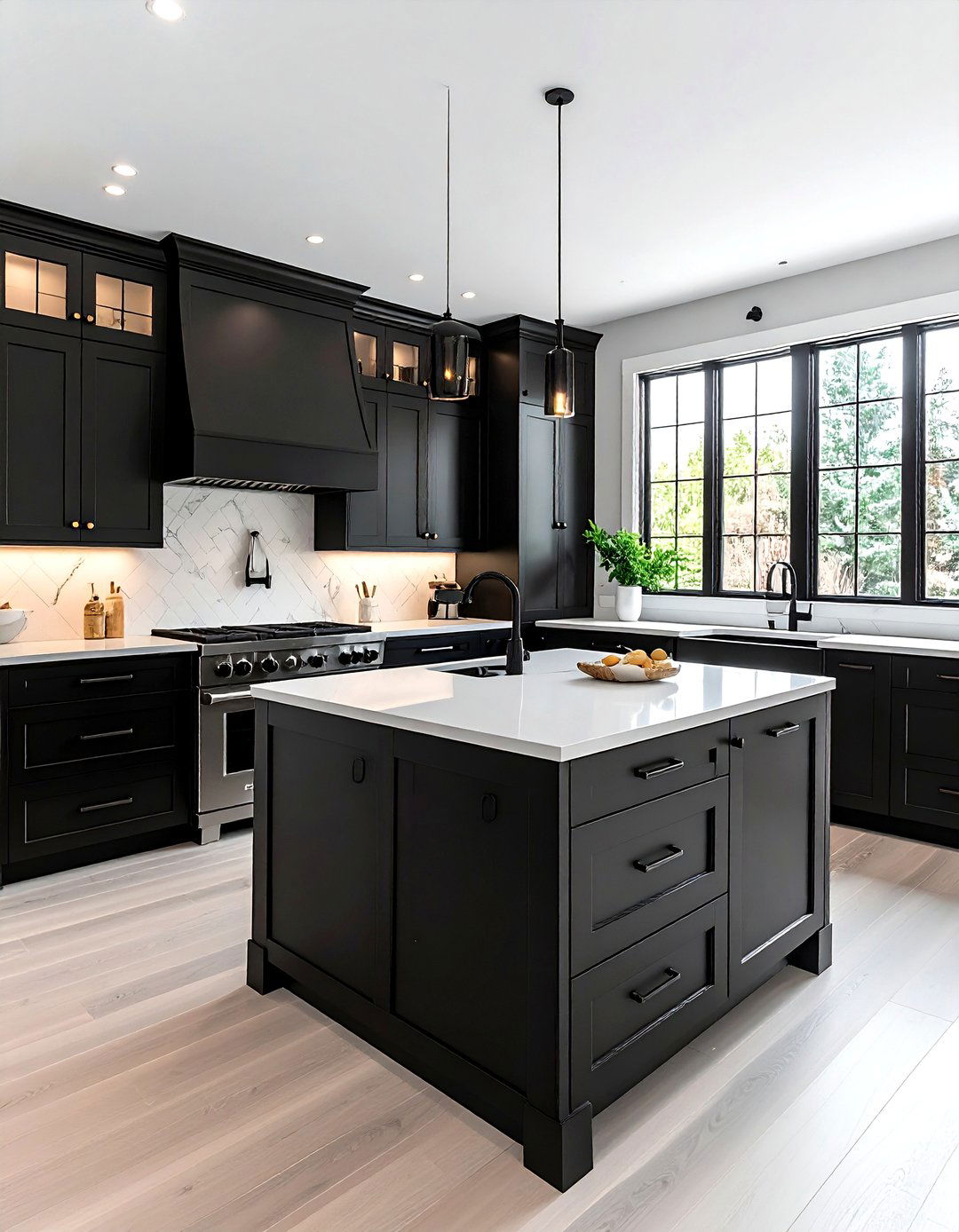 Transitional Black Kitchen - 30 black kitchen furniture ideas
