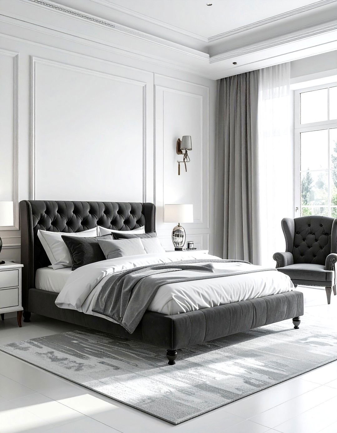 Transitional Charcoal White Bedroom - 30 charcoal and white bedroom ideas