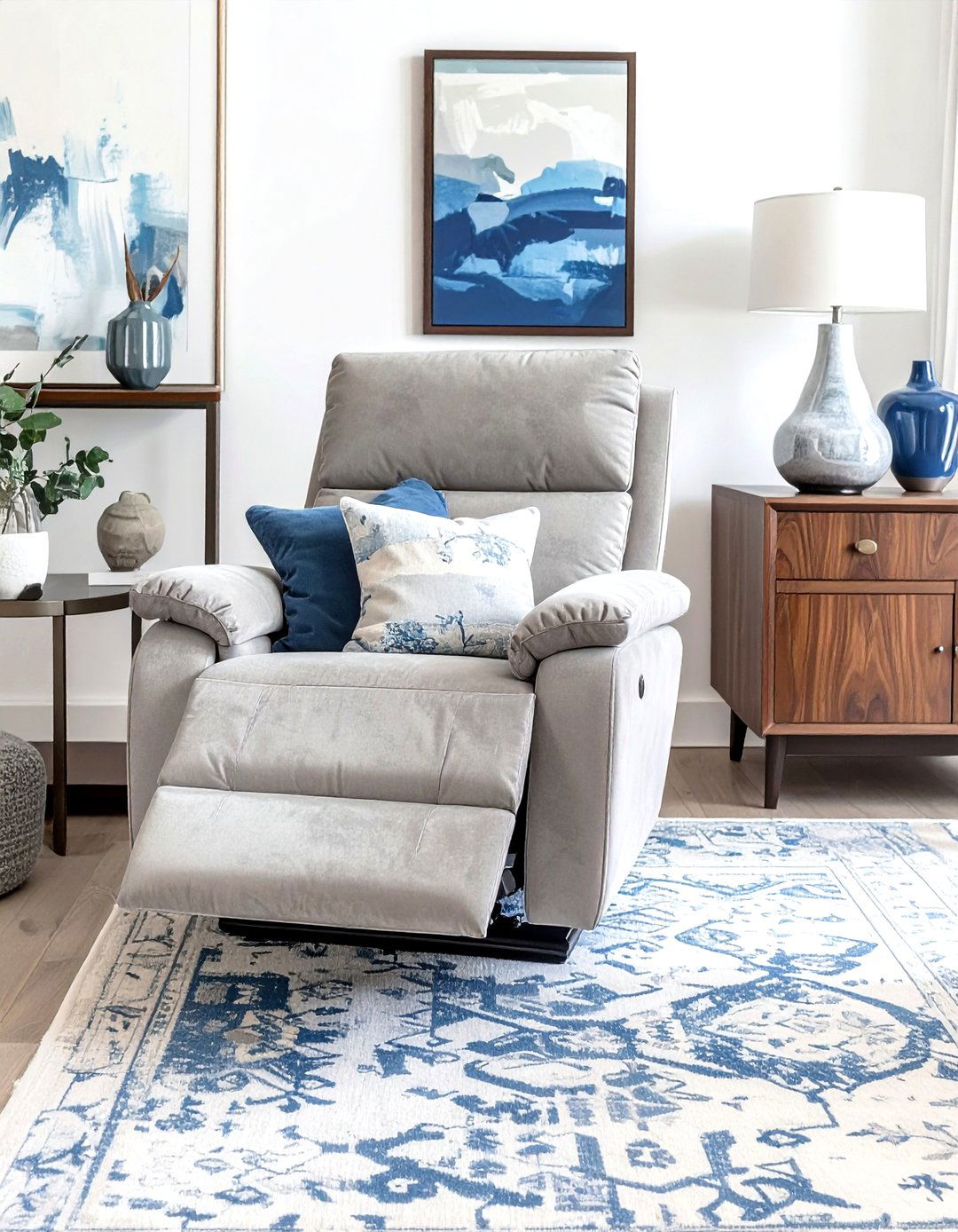 Transitional Chenille Recliner - 30 living room recliner ideas