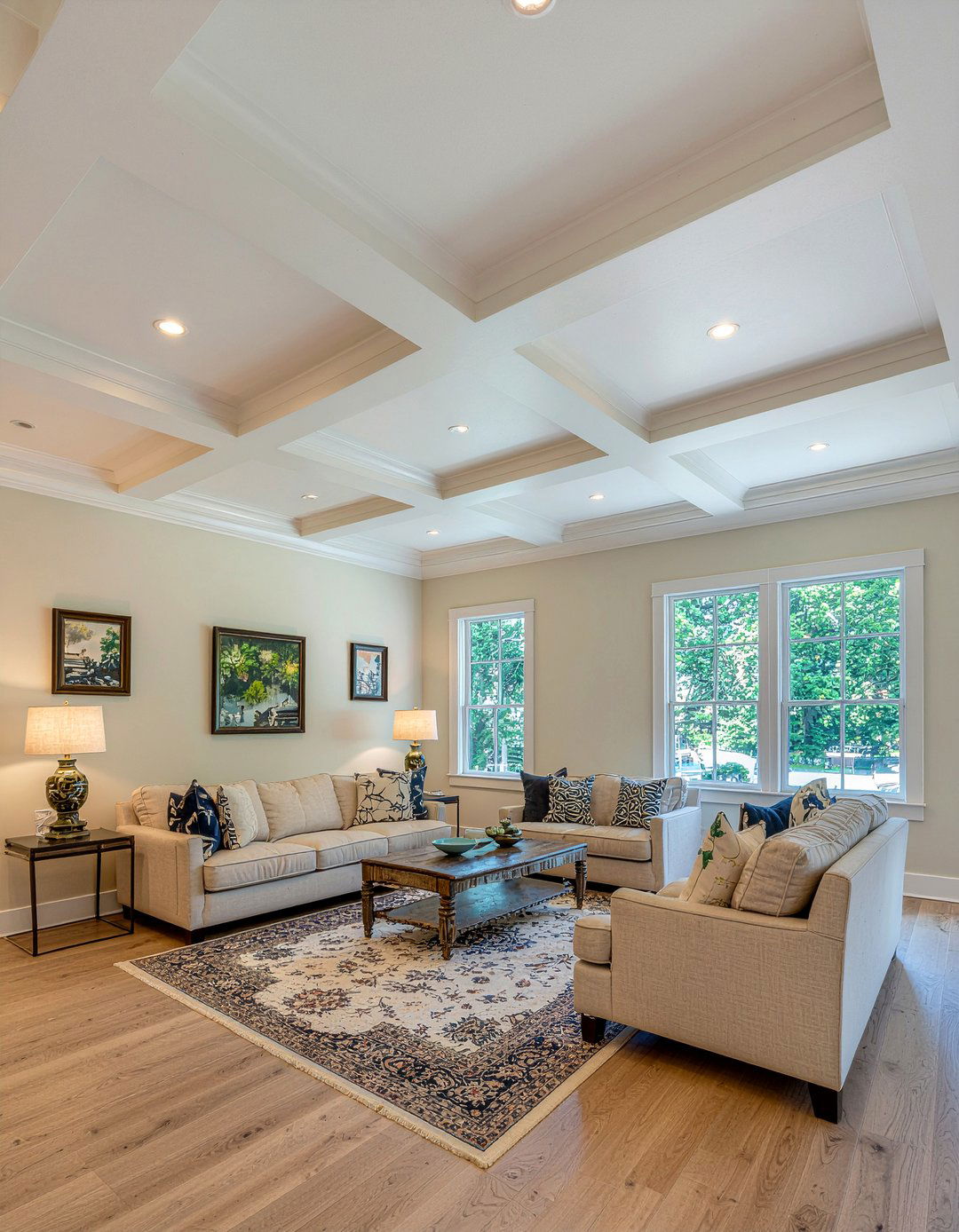 Transitional Coffered Ceiling - 30 living room coffered ceiling designs