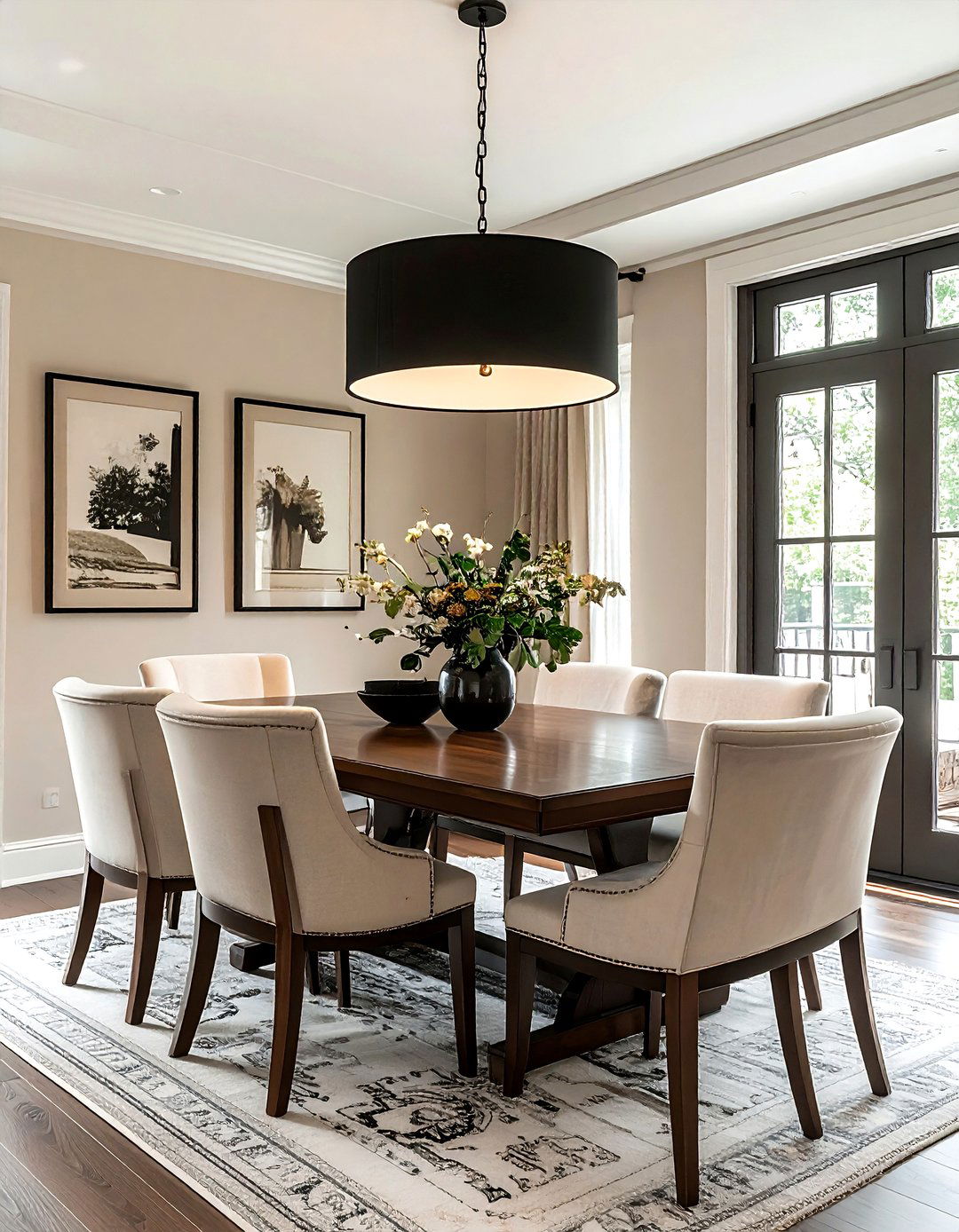 Transitional Dining Room - 30 black chandelier dining room ideas