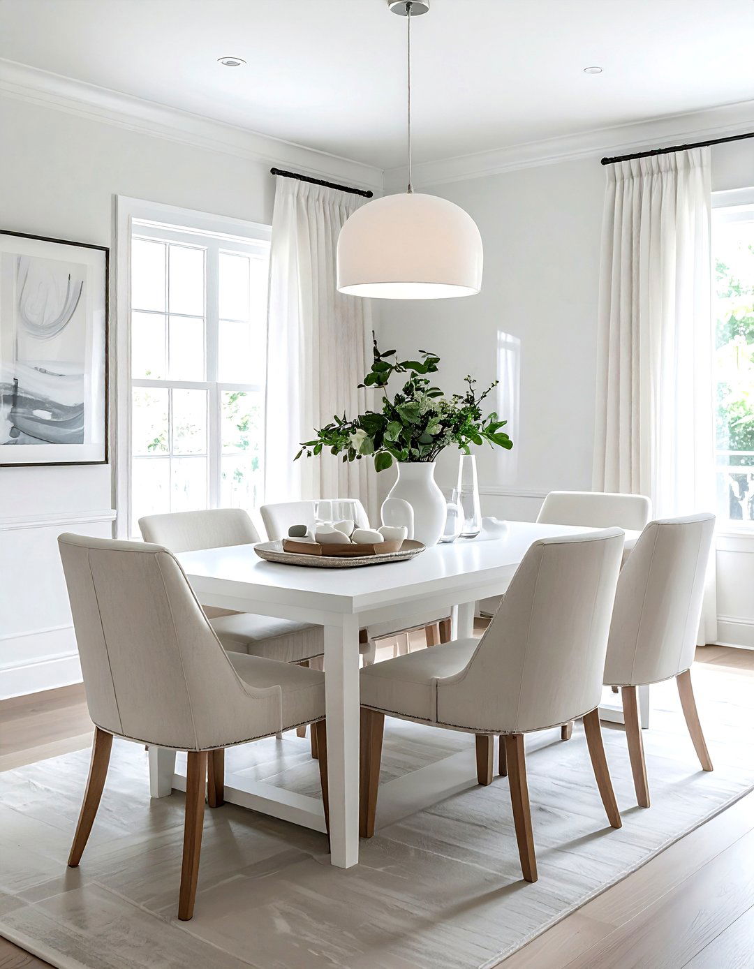 Transitional Dining Room - 30 all white dining room ideas