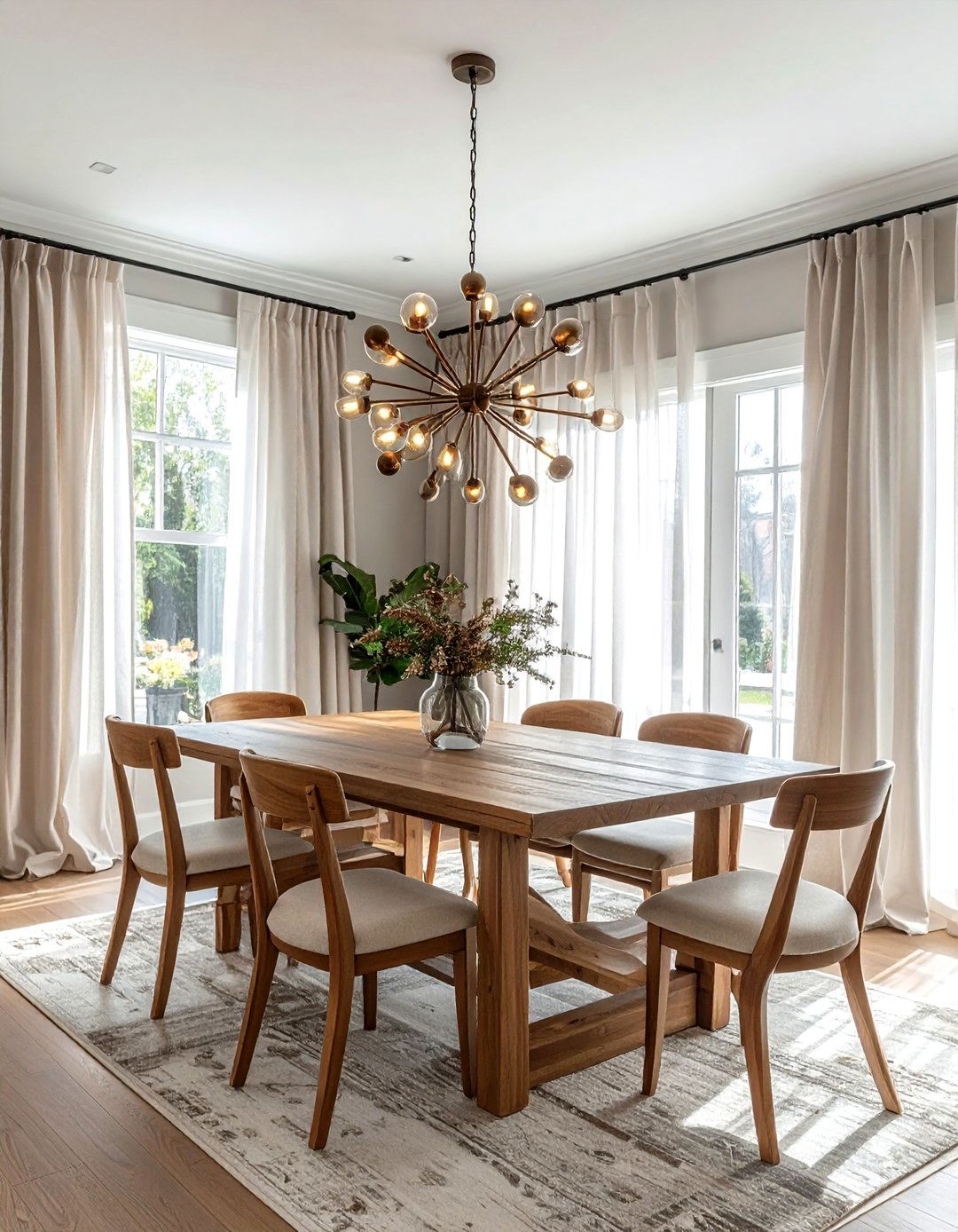 Transitional Dining Room - 30 sputnik chandelier dining room ideas