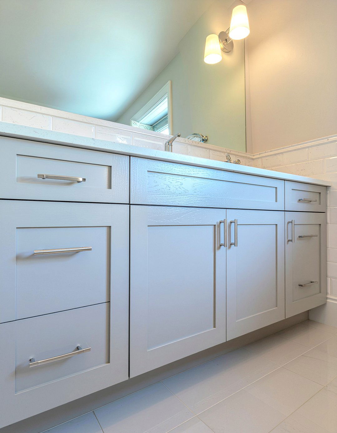 Transitional Double Vanity With Quartz - 30 master bathroom double vanity ideas