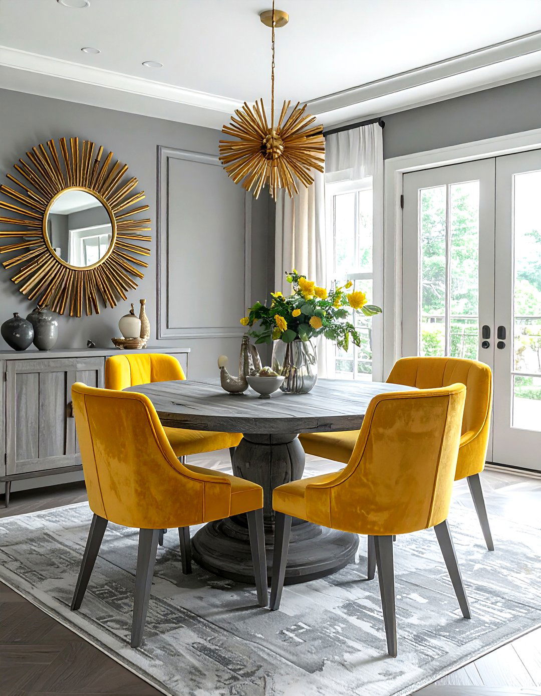 Transitional Gray Yellow Dining Room - 30 gray yellow dining room ideas
