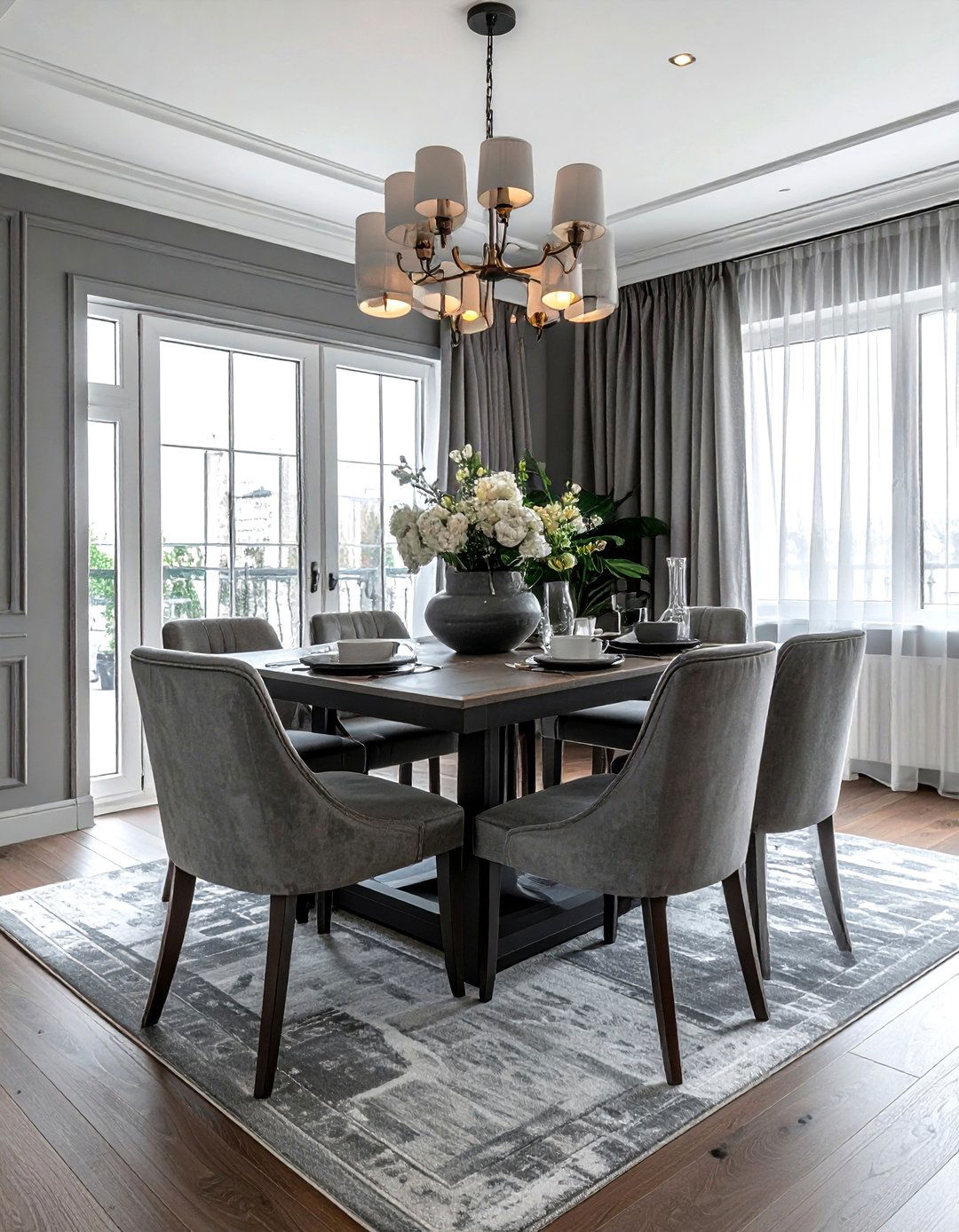 Transitional Grey Dining Room - 30 grey dining room decor ideas