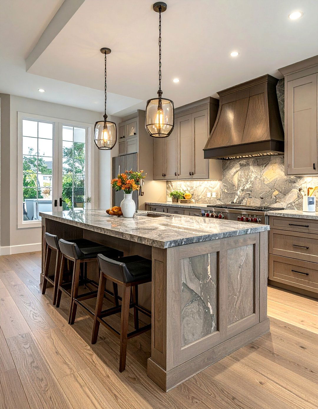 Transitional Kitchen Veined Stone - 30 veined countertop kitchen ideas