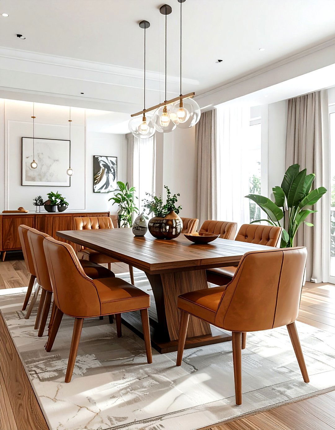 Transitional Leather Dining - 30 leather dining room ideas