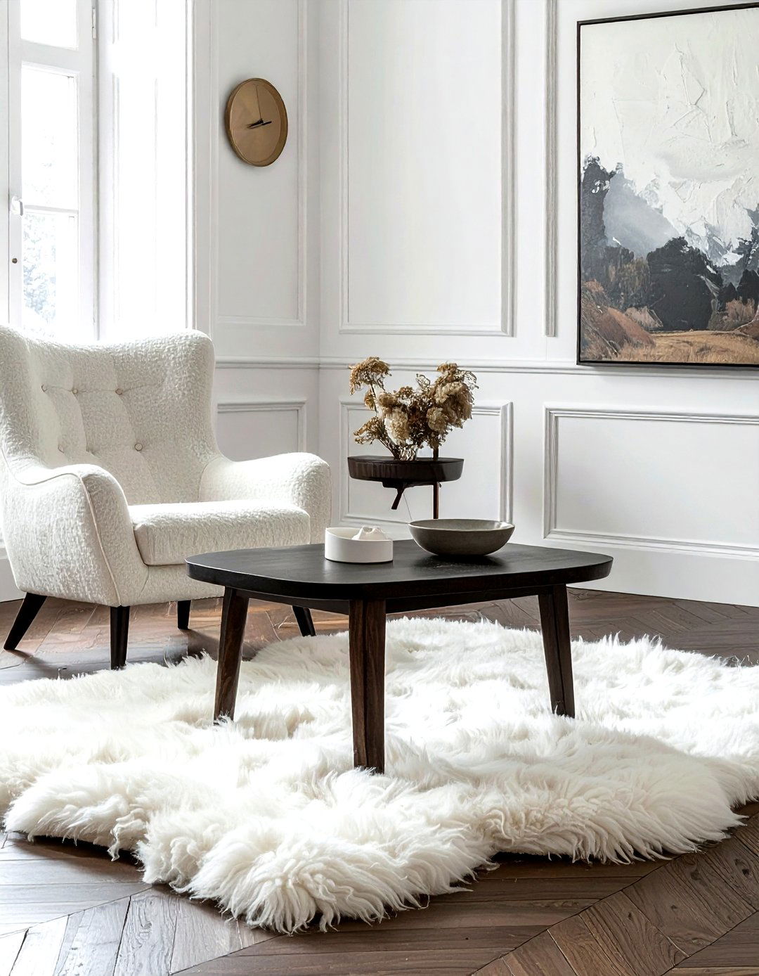 Transitional Living Room Sheepskin - 30 sheepskin living room ideas