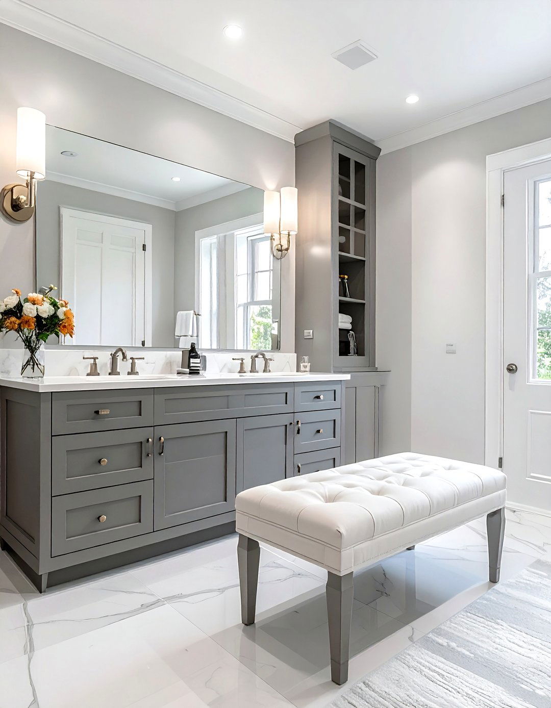 Transitional Master Bath Design - 30 bathroom furniture placement