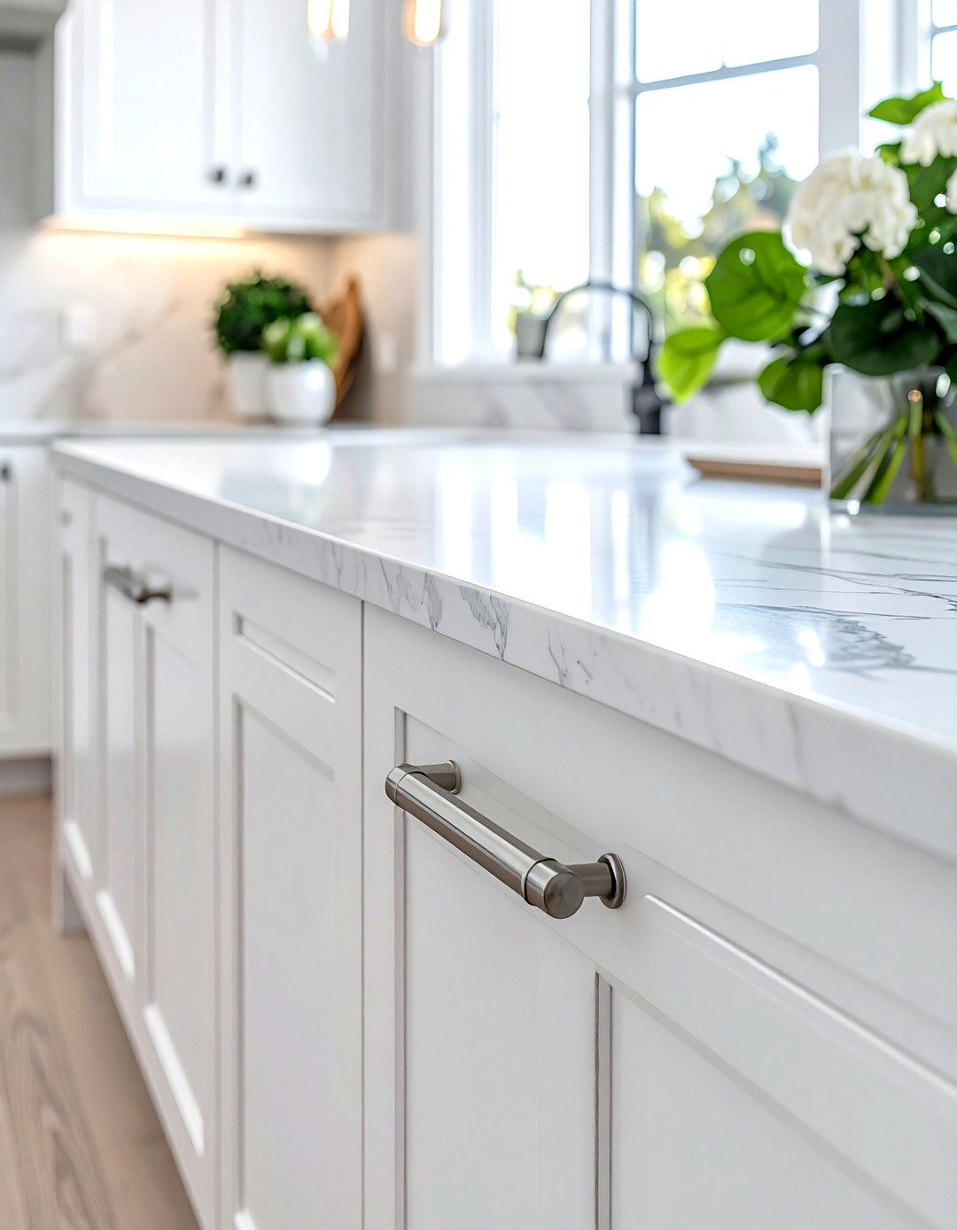 Transitional Nickel Cabinet Pulls - 30 nickel kitchen hardware ideas
