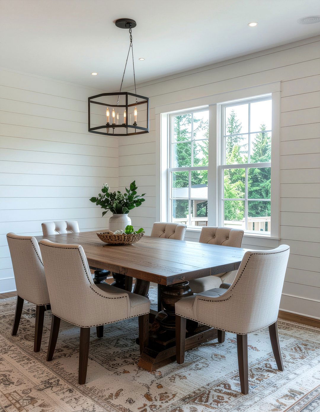 Transitional Shiplap Dining Room - 30 dining room shiplap ideas