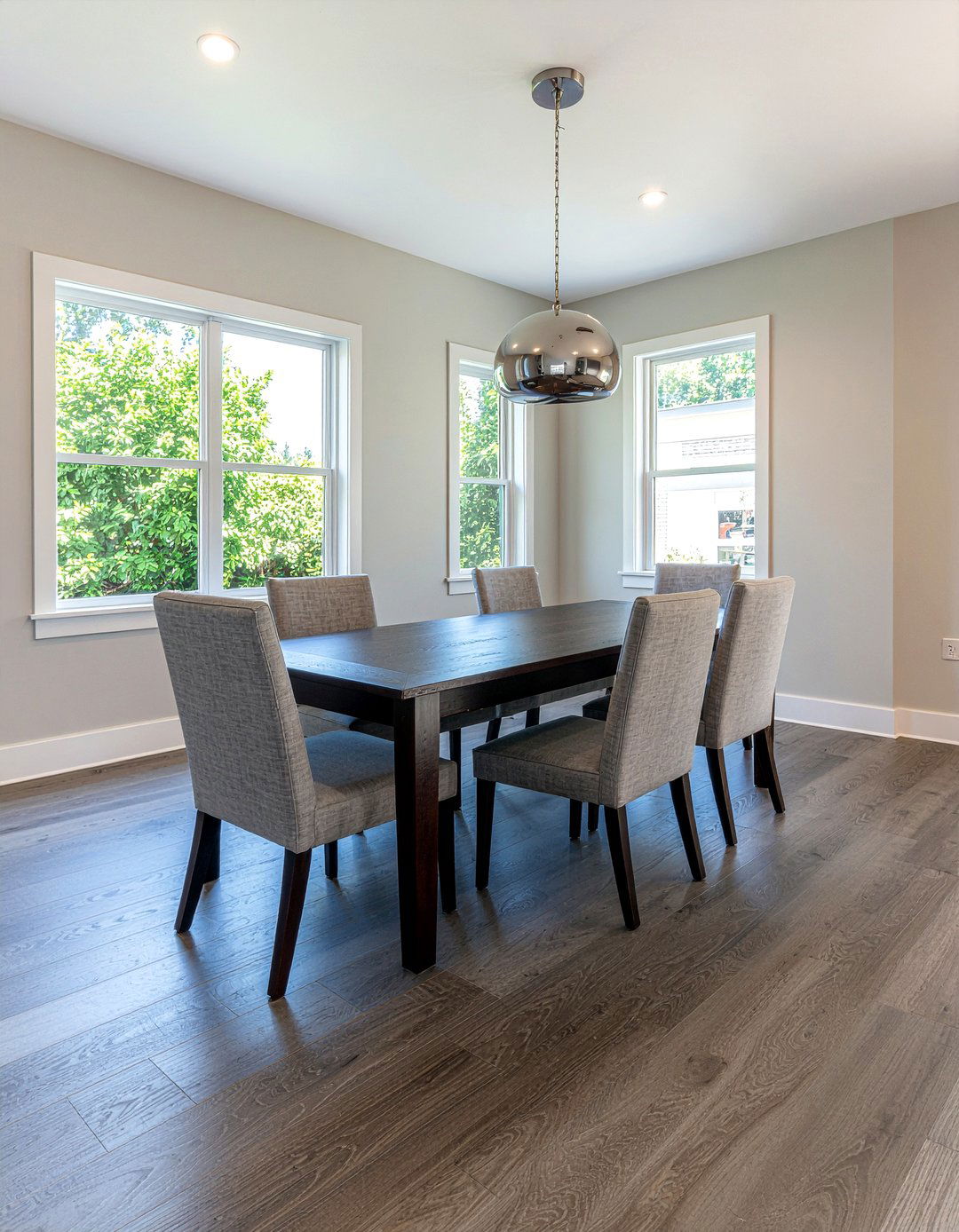 Transitional Style Grey Floor Dining Room - 30 no rug dining room ideas