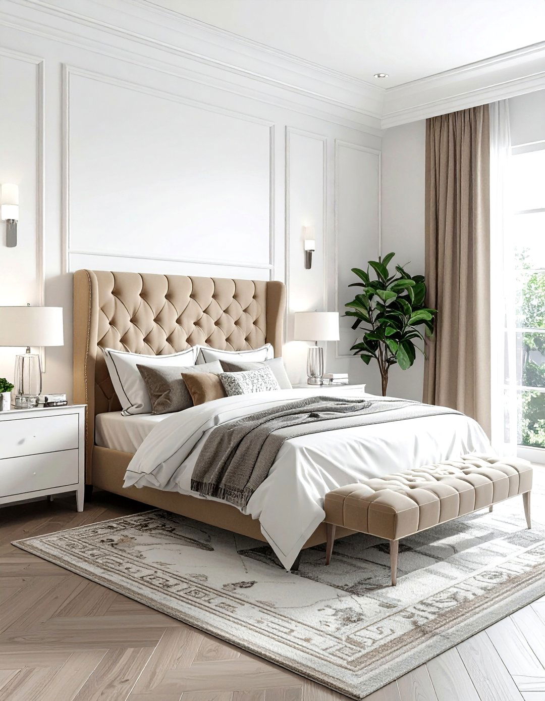 Transitional Tan And White Bedroom - 30 tan and white bedroom ideas