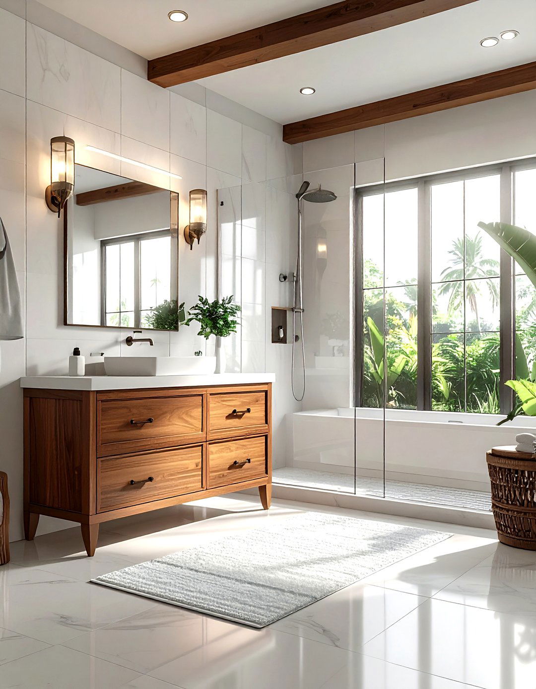 Transitional Teak Bathroom - 30 teak bathroom ideas