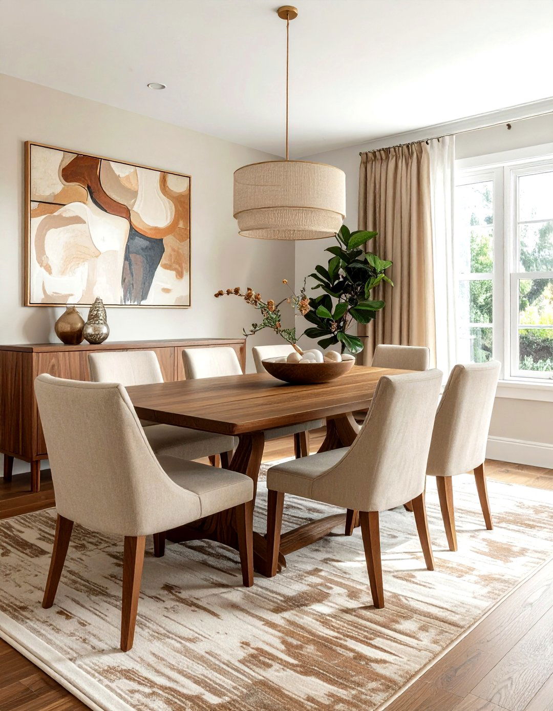 Transitional Warm Wood Dining Room - 30 warm brown dining room ideas