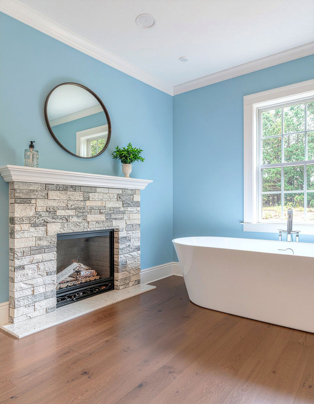 Transitional bathroom fireplace - 30 bathroom fireplace ideas