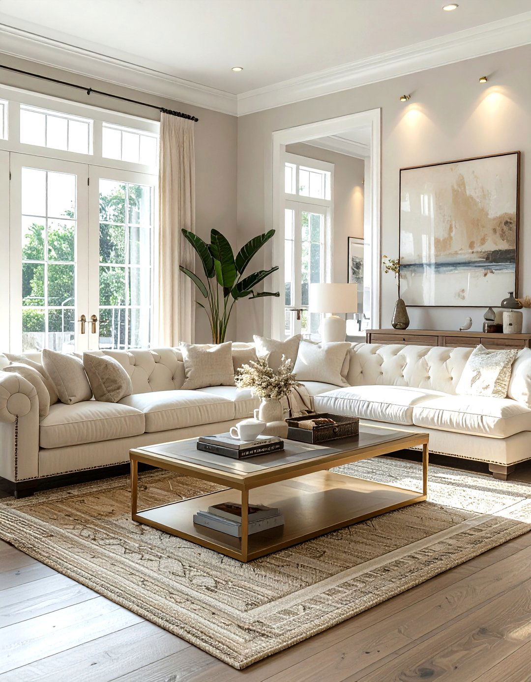 Transitional coastal living room - 30 coastal cream living room ideas