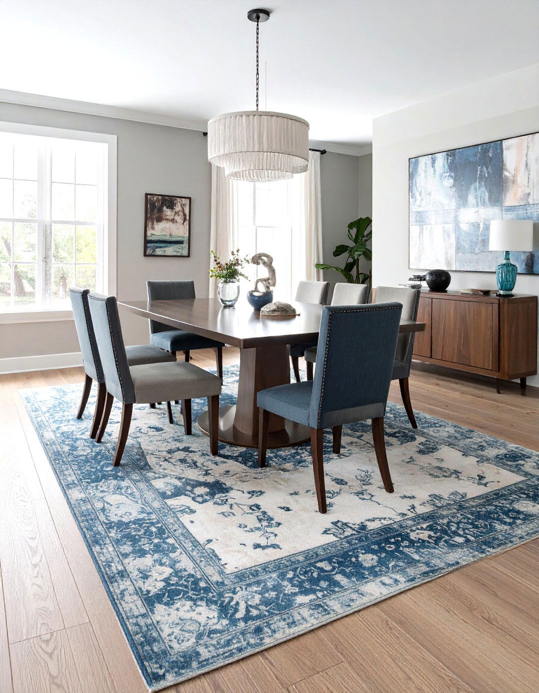 Transitional dining room vintage rug - 30 vintage rug dining room ideas