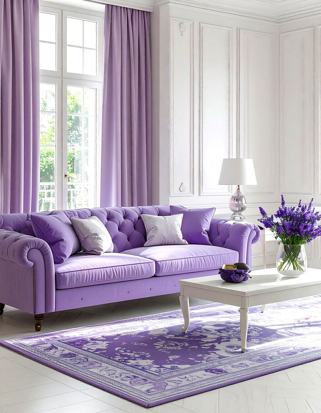 Transitional lavender living room - 30 lavender and white living room ideas