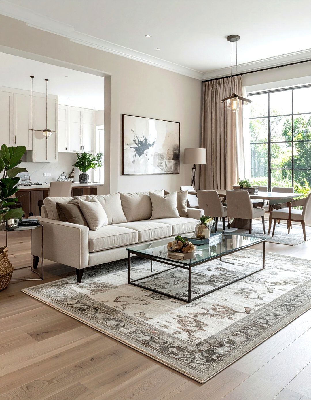 Transitional living room dining room - 30 open concept living room ideas