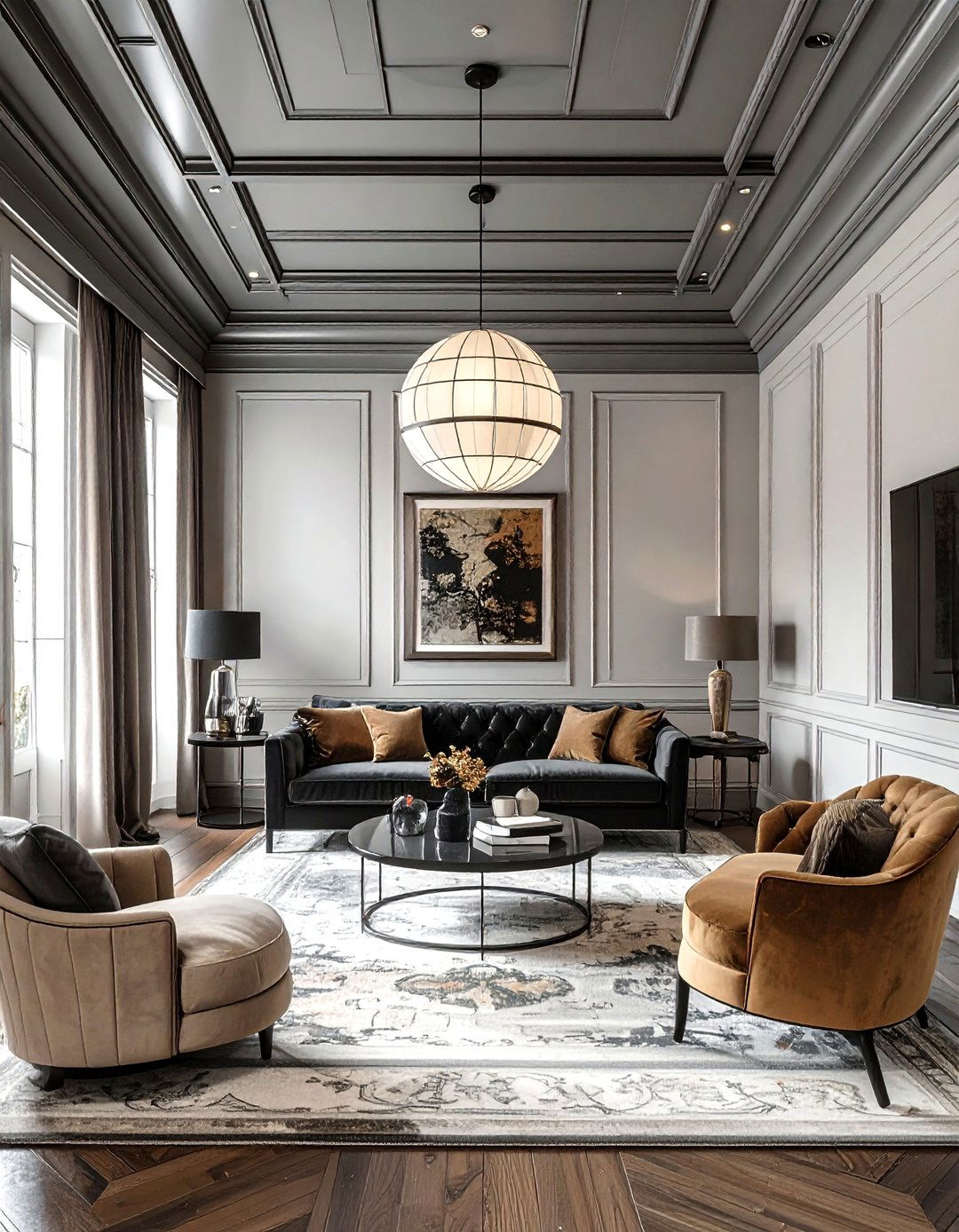 Transitional living room tin ceiling - 30 living room tin ceiling ideas