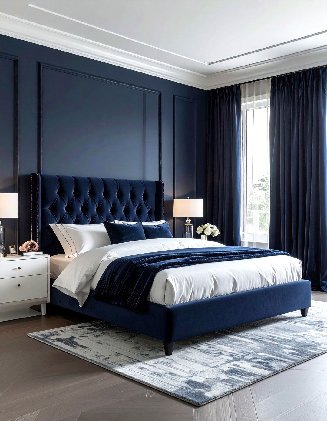 Transitional navy bedroom style - 30 minimalist navy bedroom ideas