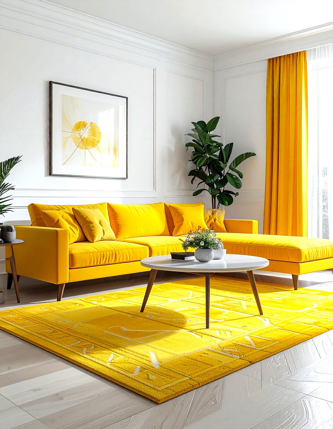Transitional yellow living room - 30 yellow and white living room ideas