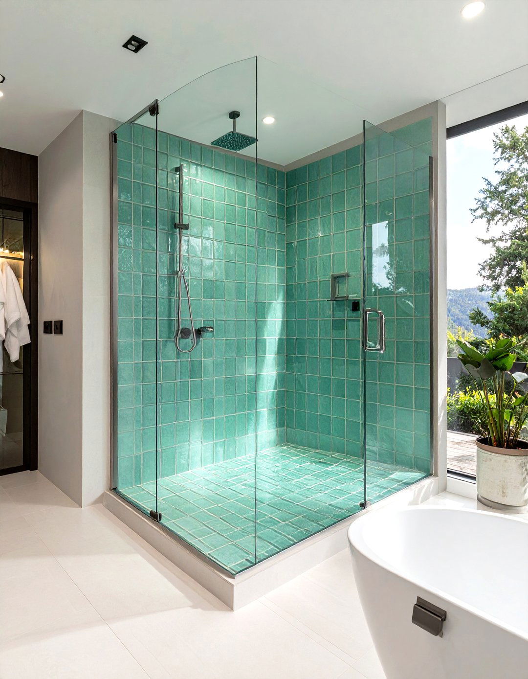 Translucent Glass Tile Walk In Shower - 30 glass tile bathroom ideas