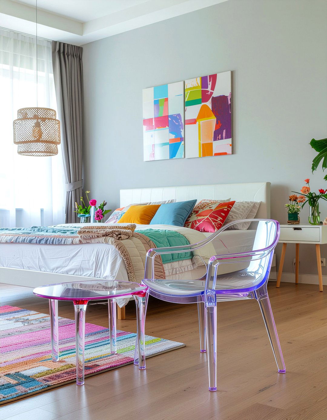 Transparent Acrylic Furniture - 30 bedroom small space solutions