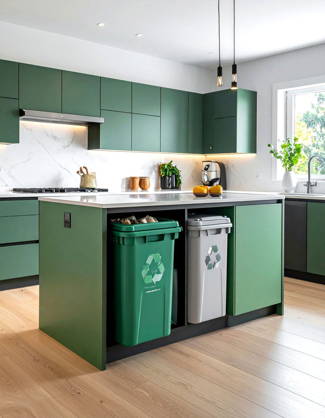 Trash Bin Island - 30 small kitchen island ideas