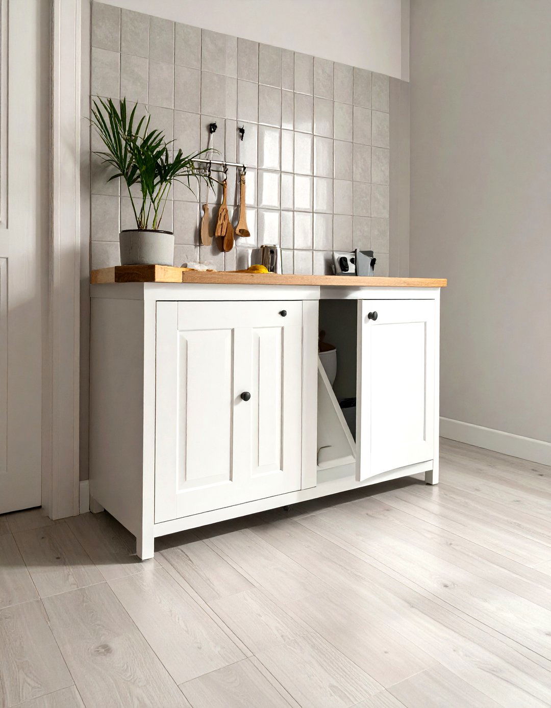 Trash Can Cabinet - 30 temporary kitchen ideas