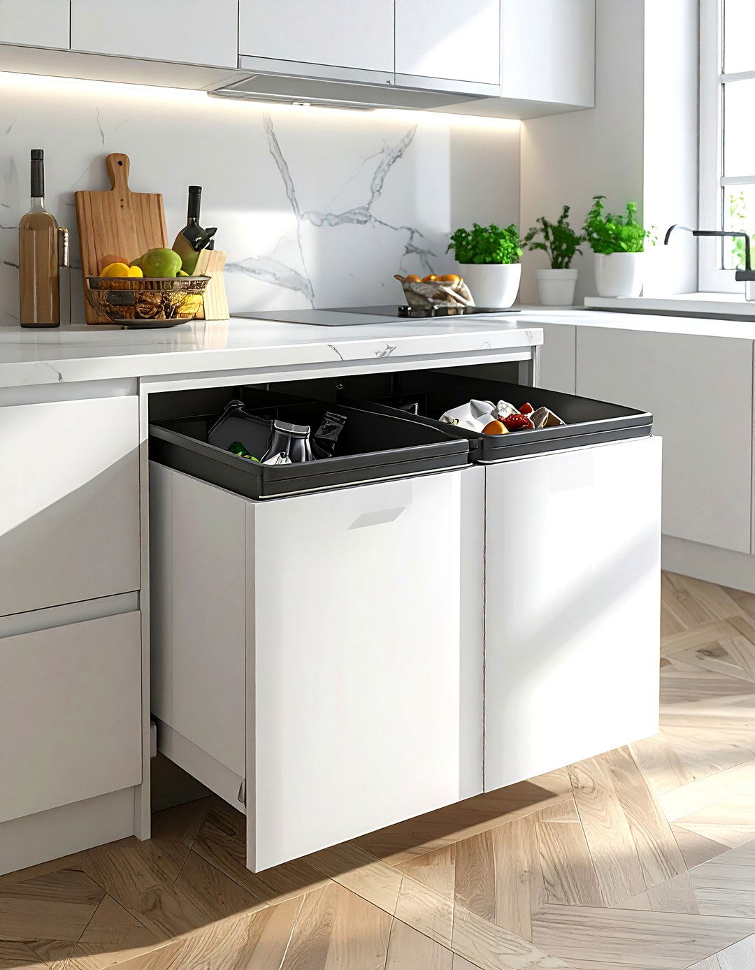 Trash can pull out - 30 Home Depot kitchen ideas