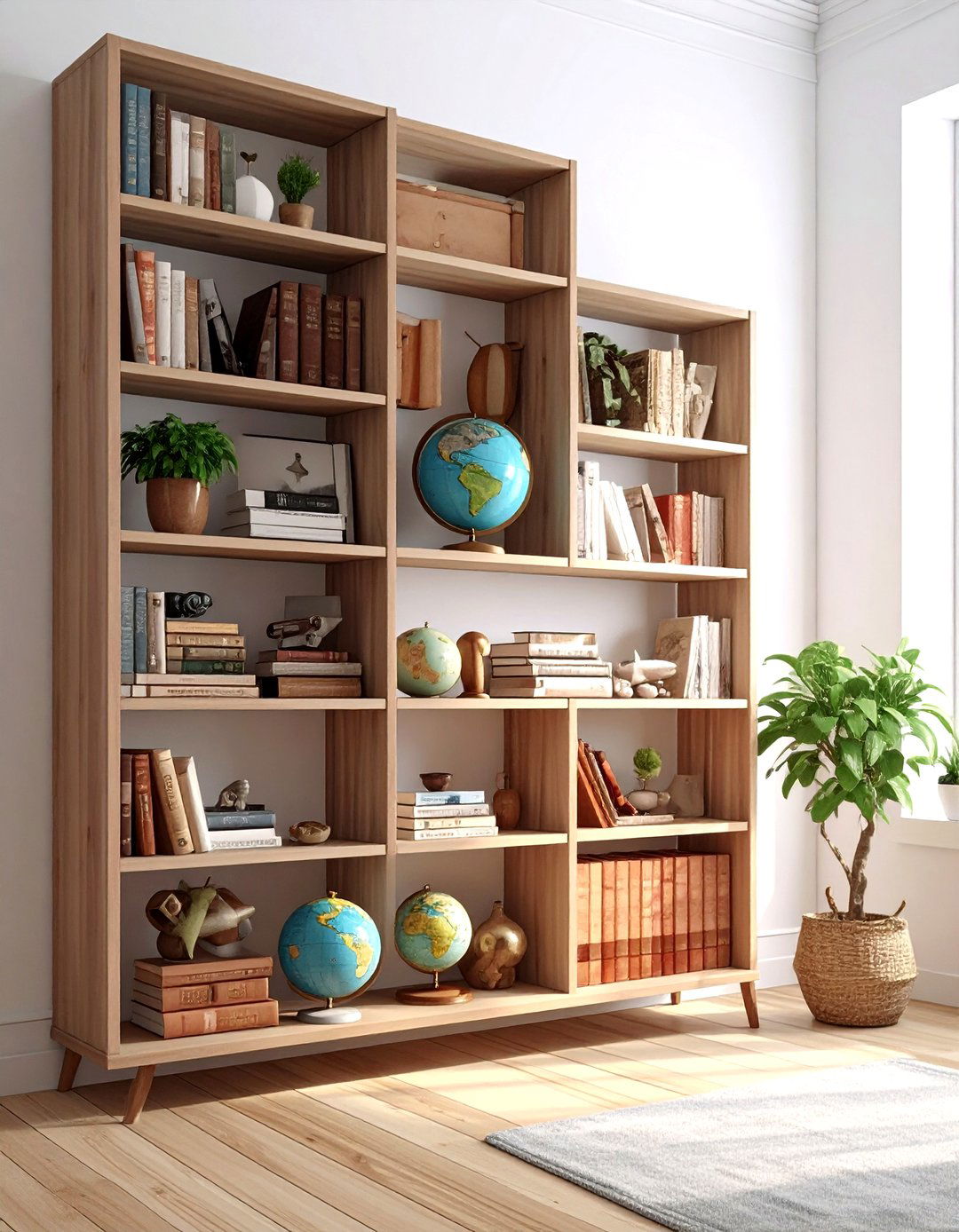 Travel Bookshelf - 30 bookshelf decor ideas