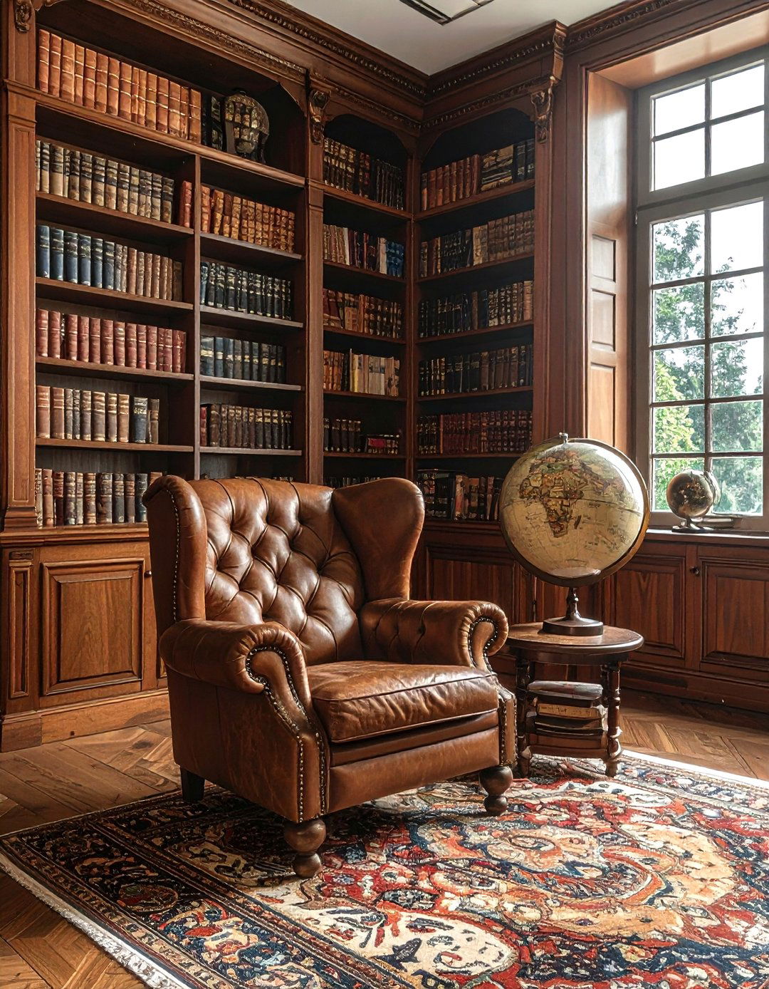 Travel Library Nook - 30 travel themed living room ideas