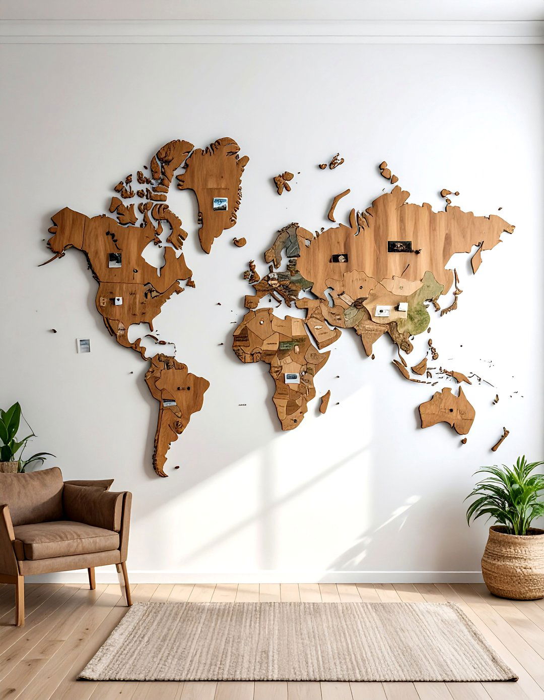Travel Map Photo Wall - 30 photo wall ideas