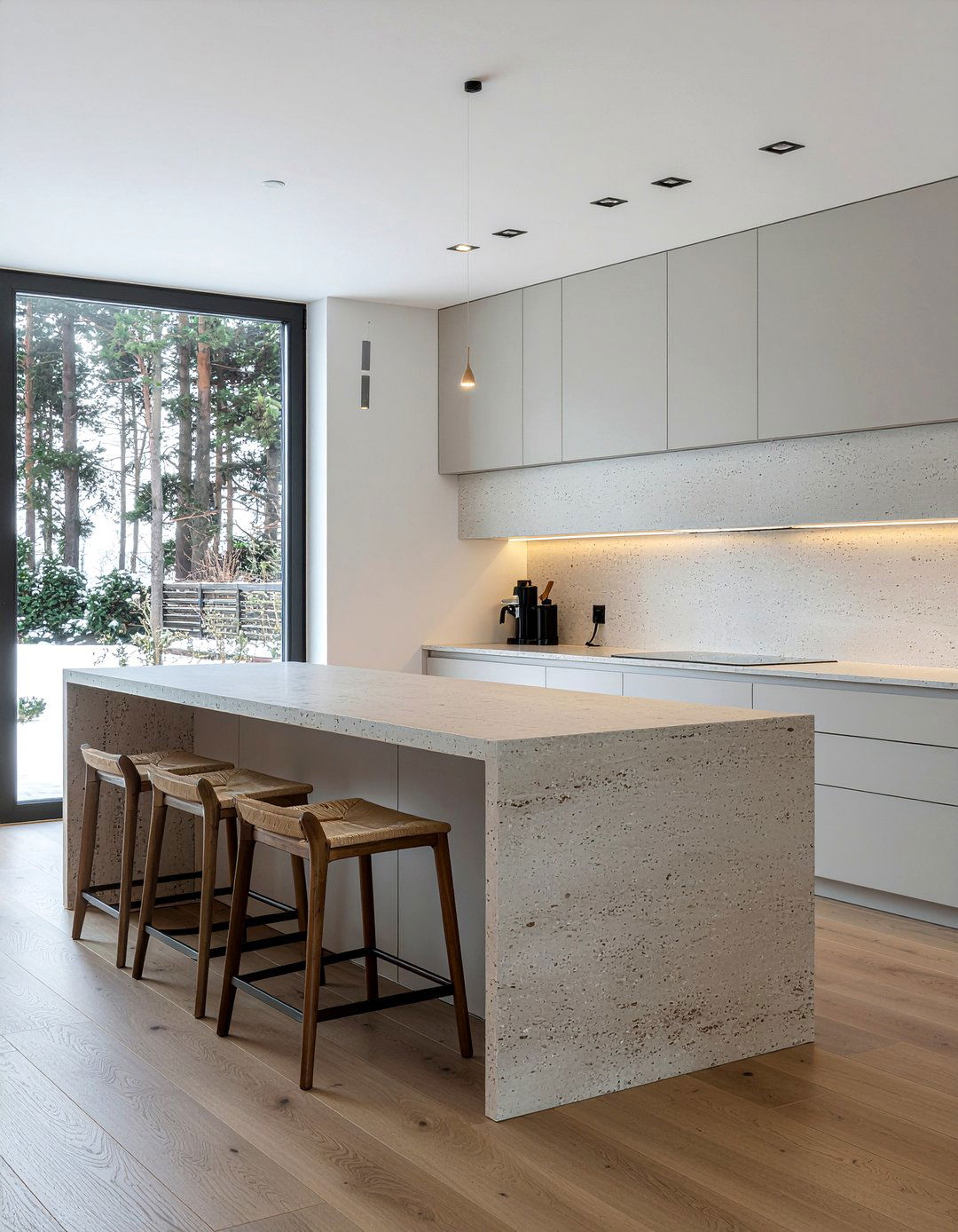 Travertine And Minimalist Kitchen - 30 kitchen material mixing ideas