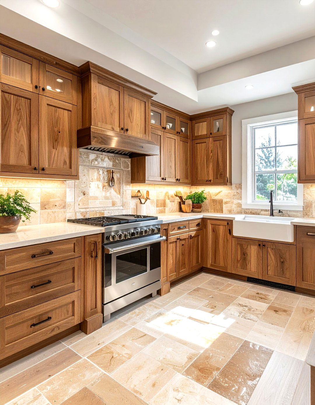 Travertine Backsplash - 30 kitchen texture ideas