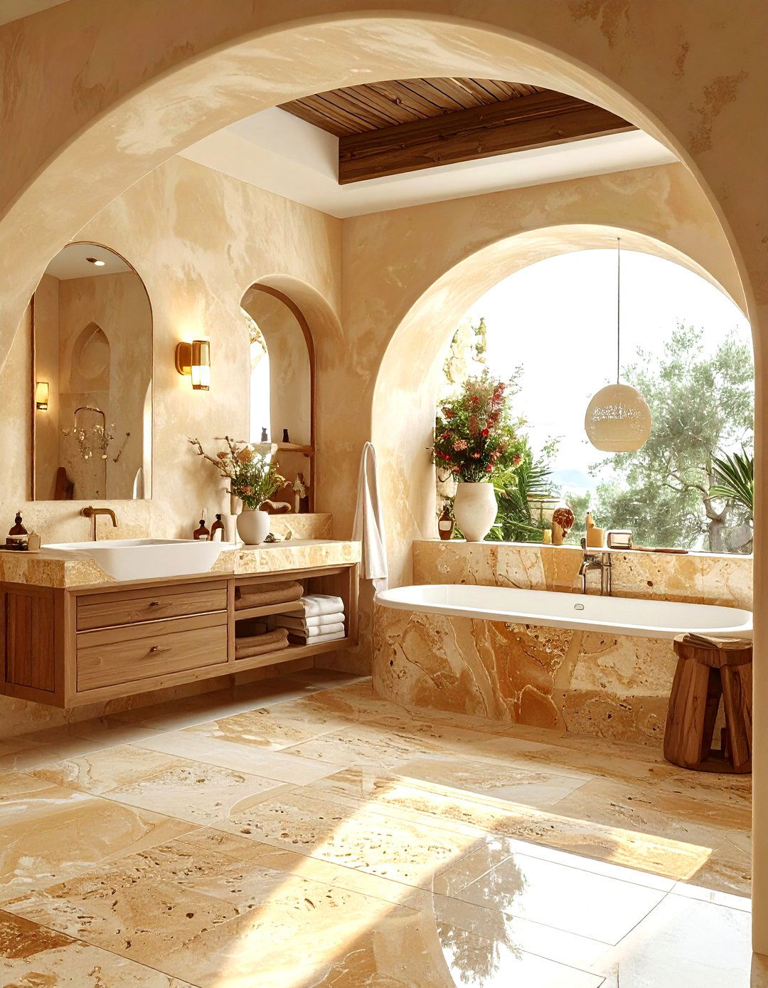 Travertine Bathroom - 30 warm brown bathroom ideas