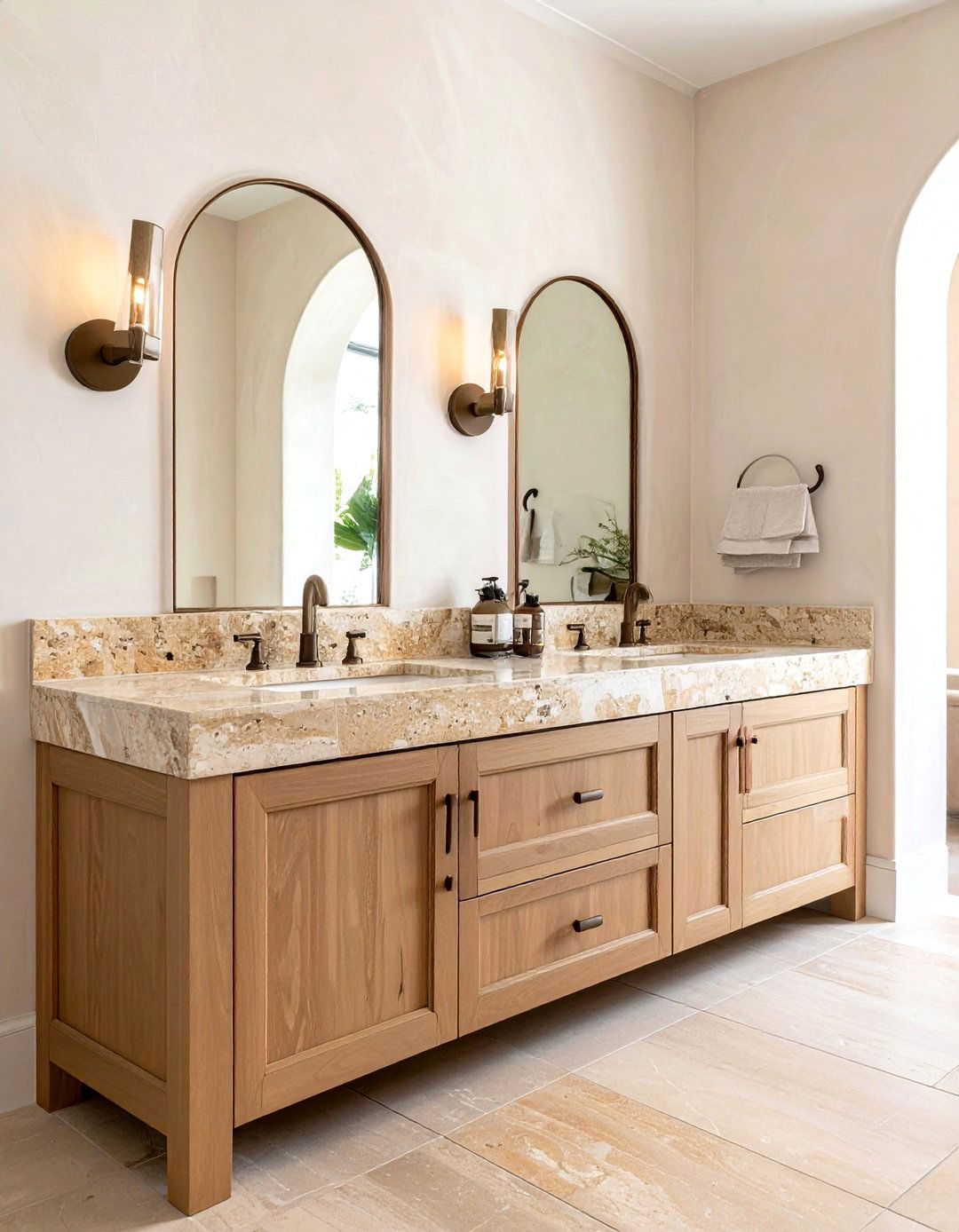 Travertine Countertop - 30 bathroom vanity countertop ideas