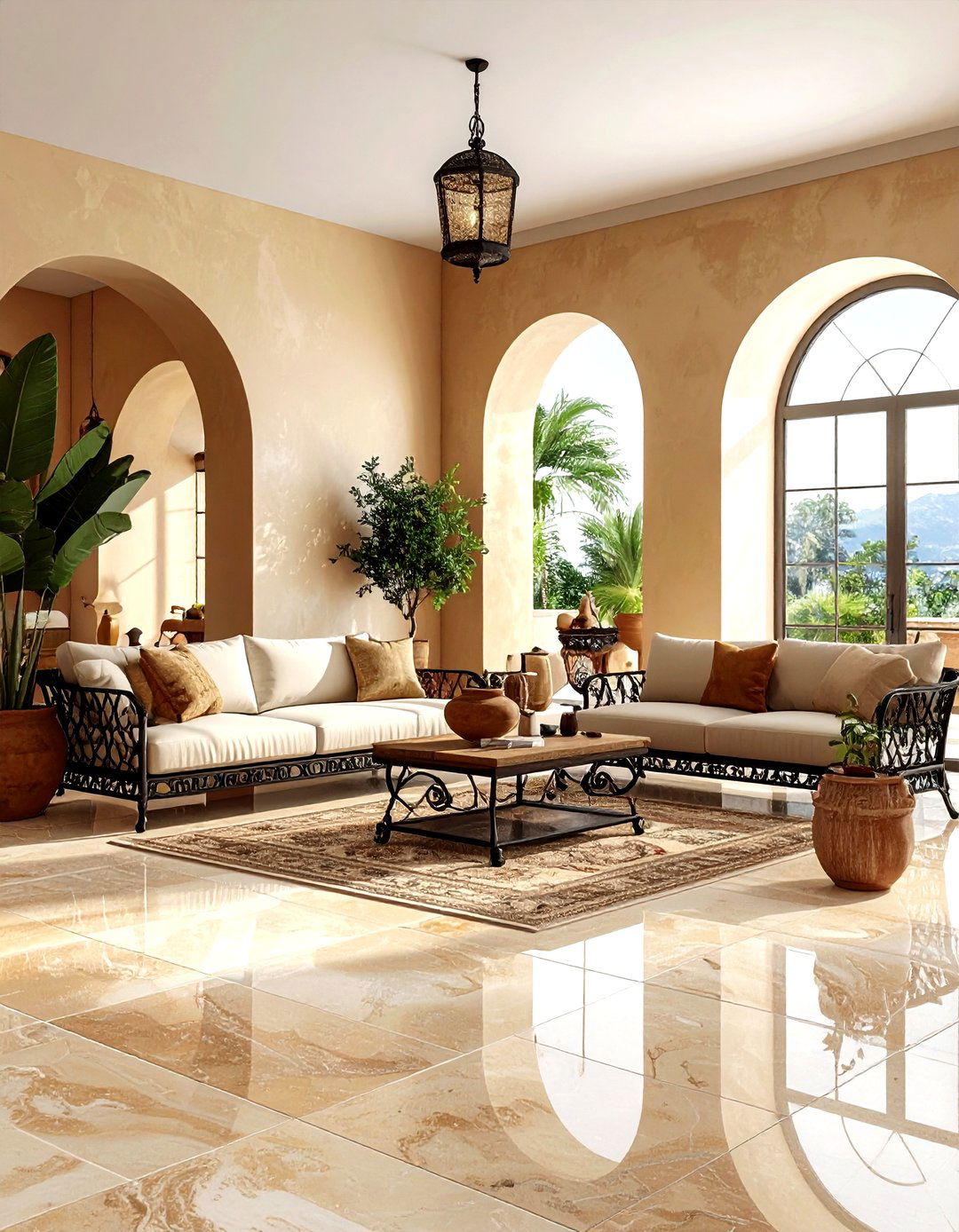 Travertine Floor Tile - 30 living room floor design ideas