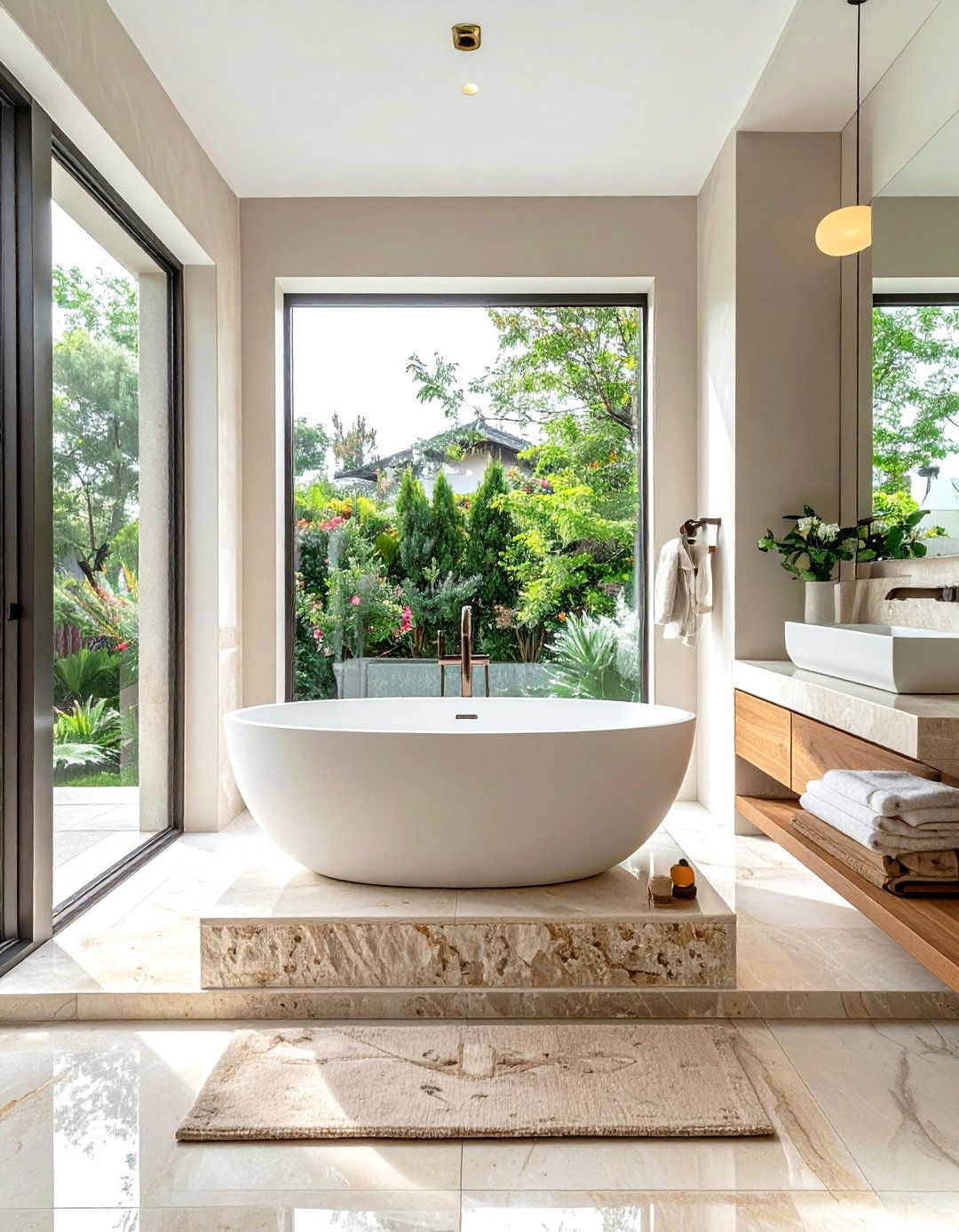 Travertine Freestanding Bathtub Surround - 30 travertine bathroom ideas