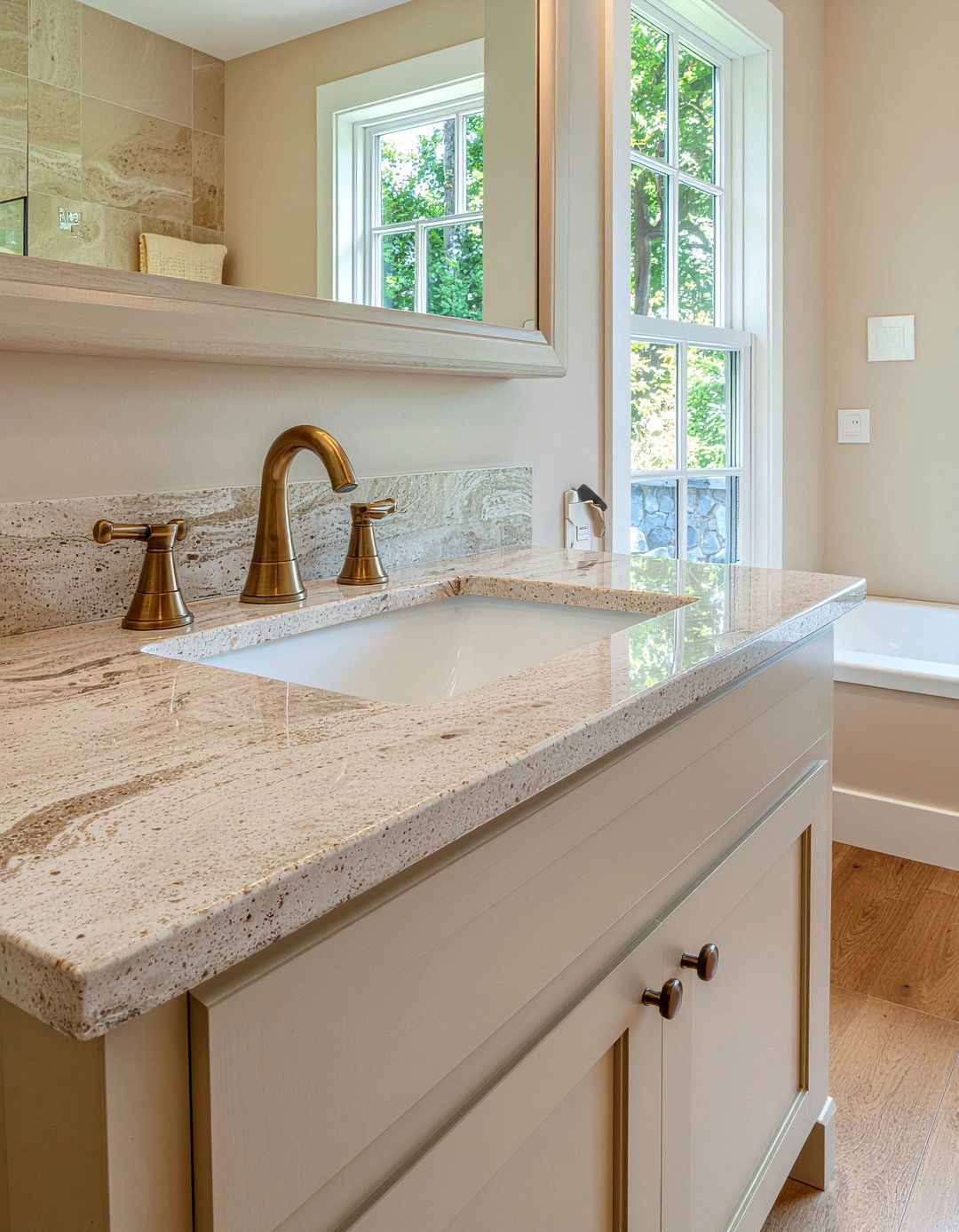 Travertine Look Laminate - 30 laminate bathroom countertop ideas