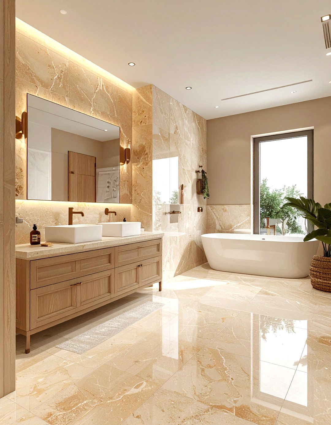 Travertine Look Porcelain Bathroom - 30 porcelain bathroom ideas