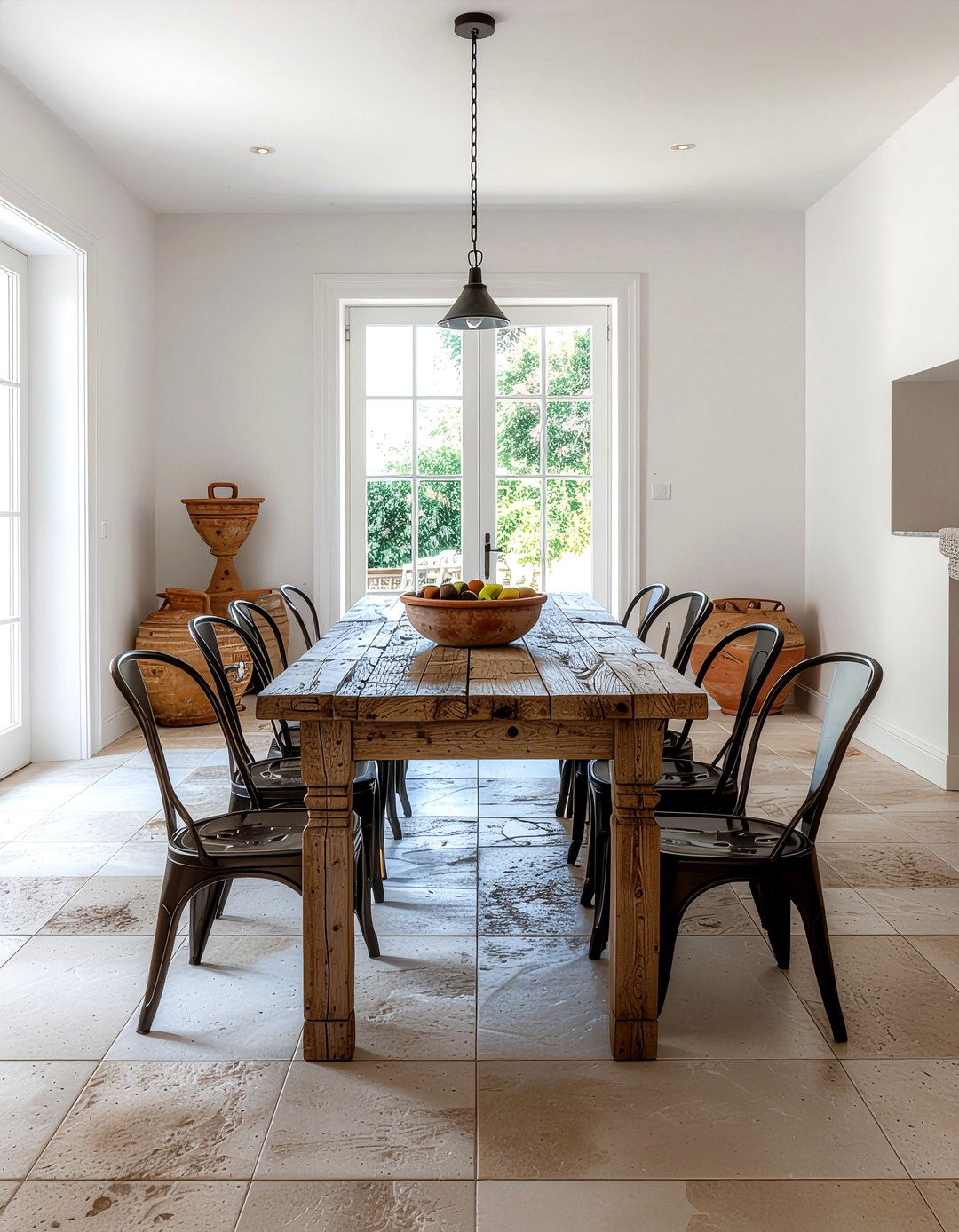 Travertine Look Vinyl Tile - 30 dining room vinyl floor ideas