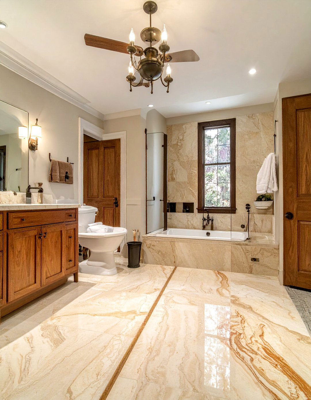 Travertine Look Vinyl - 30 bathroom vinyl flooring ideas