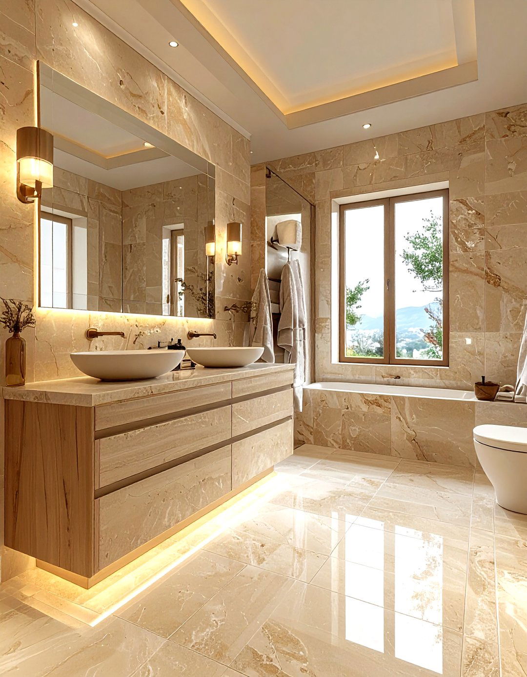 Travertine Master Bathroom - 30 natural stone bathroom ideas