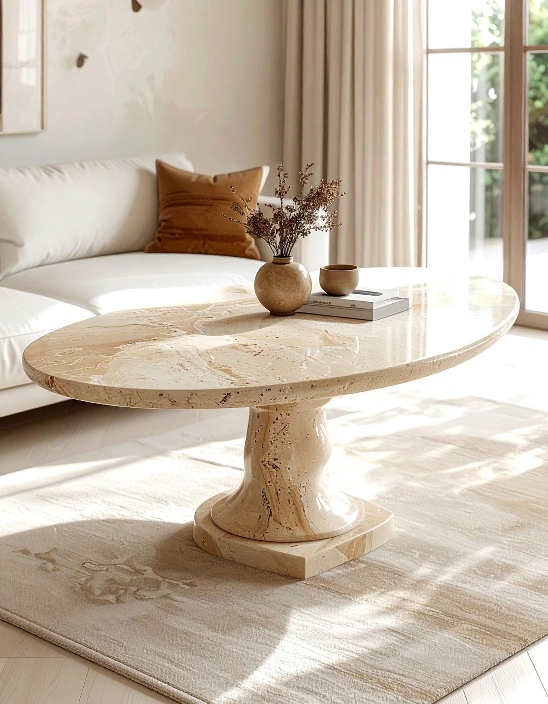 Travertine Oval Coffee Table - 30 living room oval coffee tables